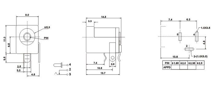 dip dc power jack